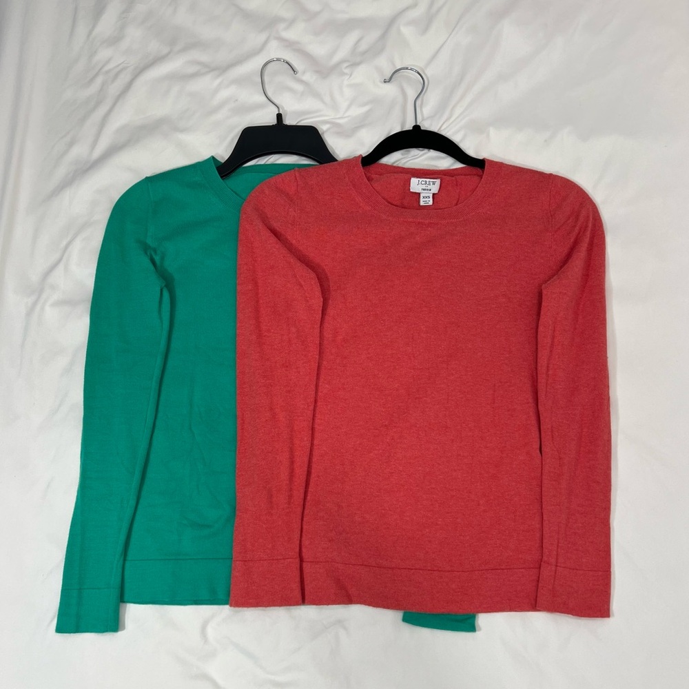 J. Crew Women's Green and Orange Crew Neck Sweaters set